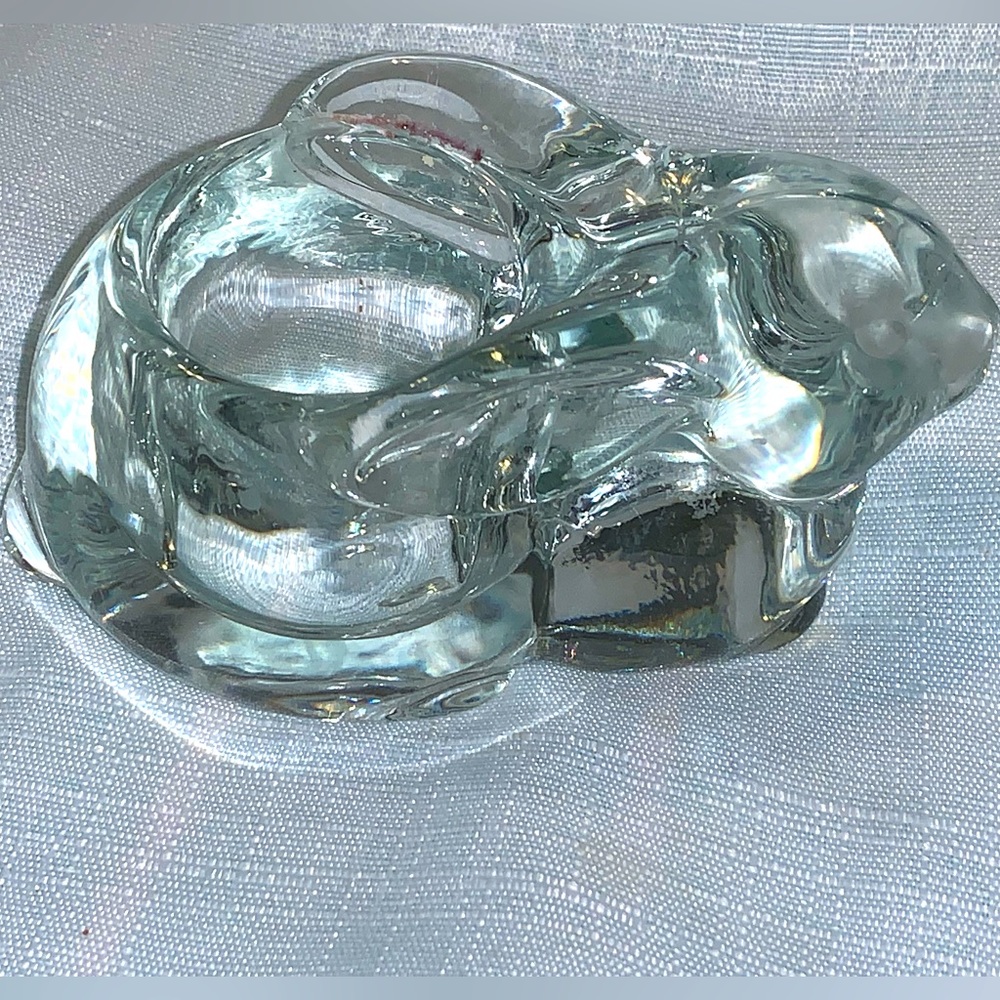 Rabbit Candle Holder Clear Glass 4 3/4"  Long Candle Not Included